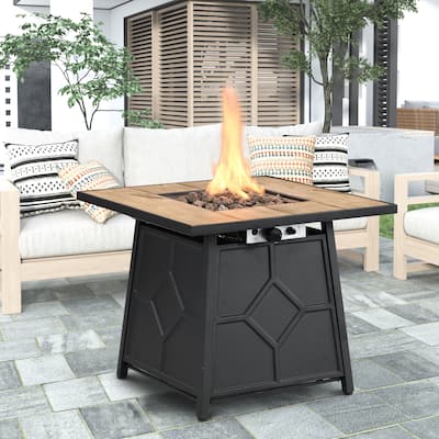 28" 40,000 BTU Auto-Ignition Propane Gas Firepit with Waterproof Cover