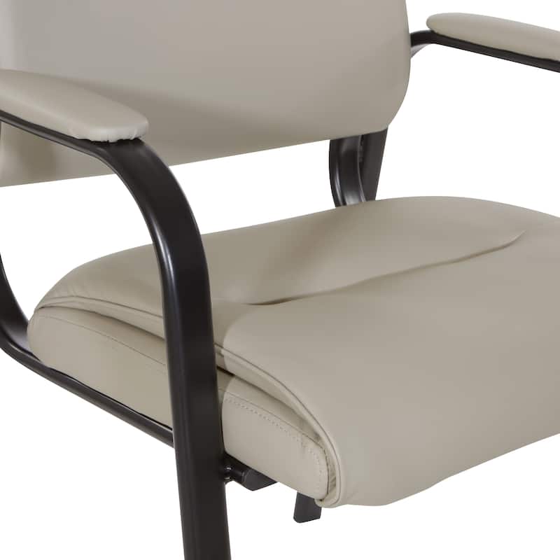 Guest Chair in Faux Leather and Black Finish Frame