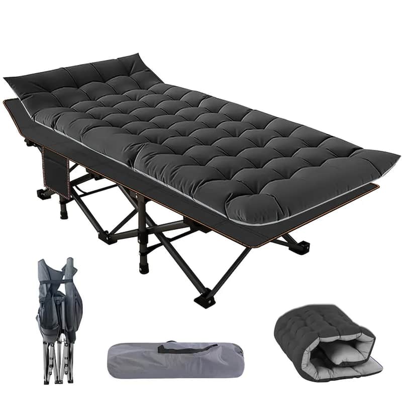 DoCred Folding Camping Bed Cot for Adults, Guest Bed with Mattress