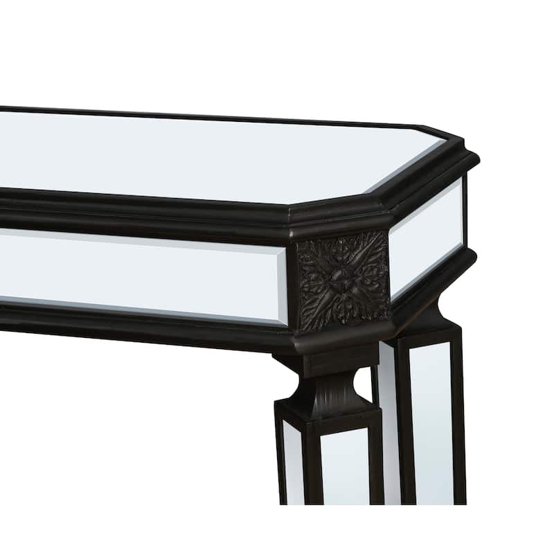 Versatile Mirror Console Table with Vintage Wood Carving Elements