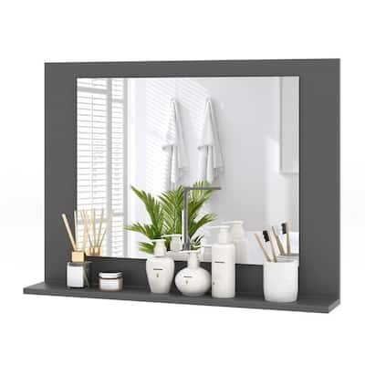 Wood Wall Mounted Bathroom Mirror with Storage Shelf - 23.5" x 4" x 17.5"