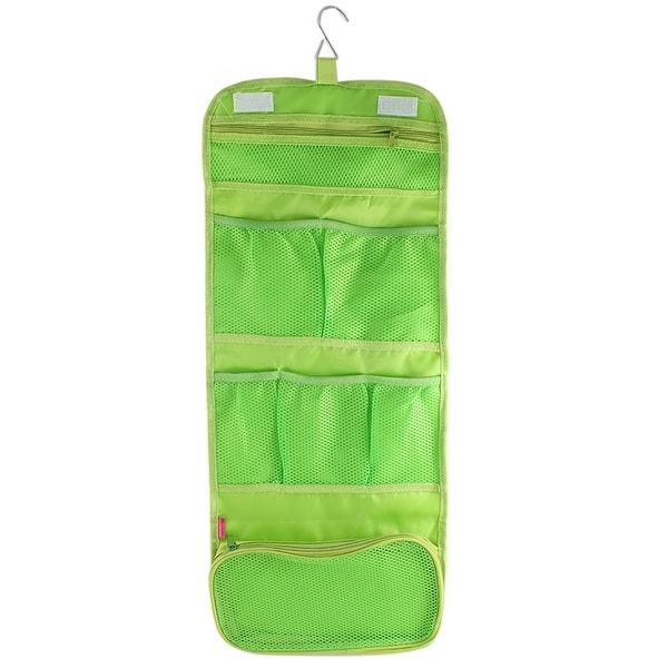 Outdoor Travel Green Nylon Makeup Cosmetic Pouch Toiletry Storage Bag Organizer