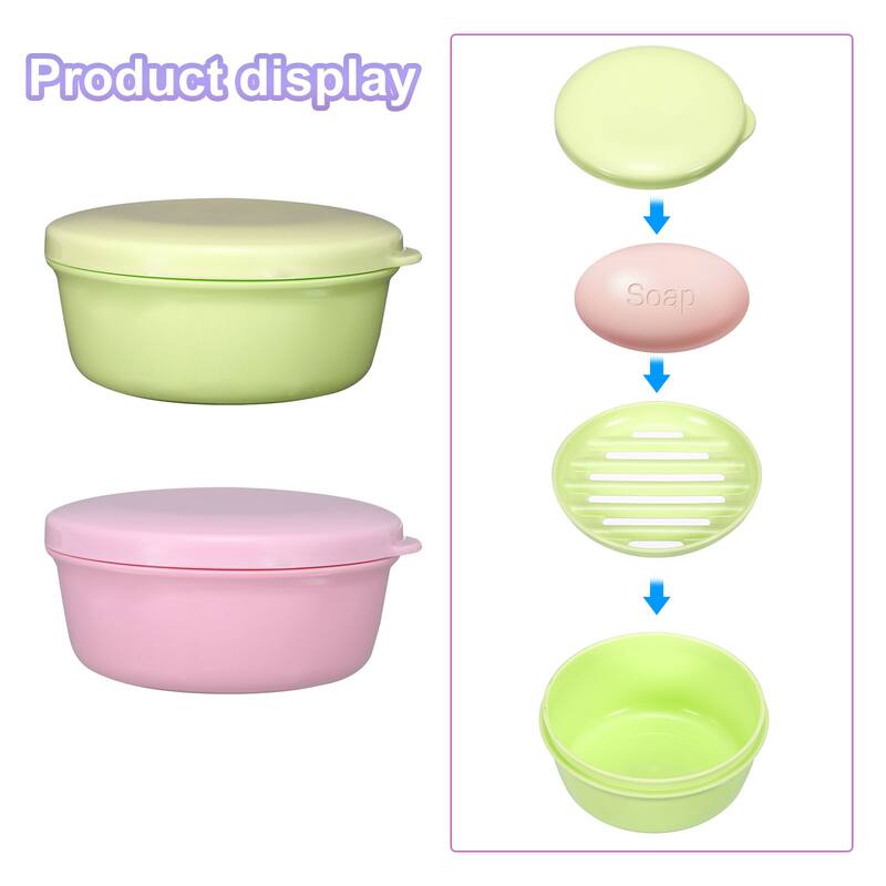 Travel Soap Container, 2 Pack Round Soap Holder Travel Case Box