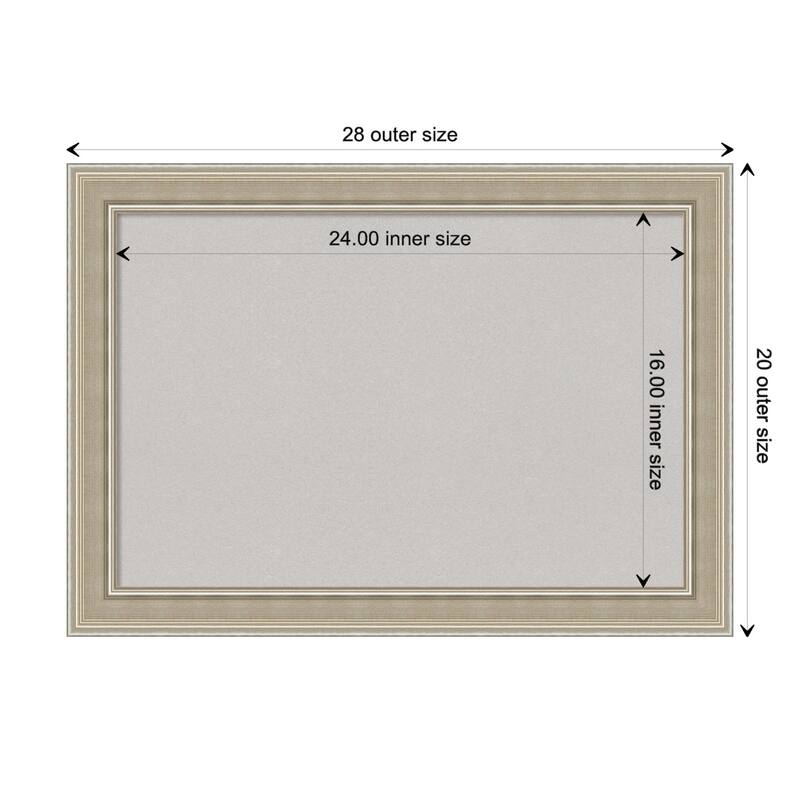 Mezzo Silver Wood Framed Grey Corkboard Bulletin Board - Board Size 24x16