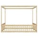 preview thumbnail 47 of 49, Full Size Wood Canopy Bed with Guardrails,Floor Bed For Kids