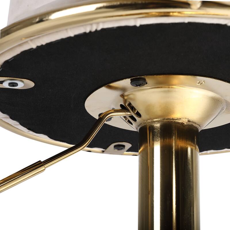 Velvet Bar Chair, Pure Gold Plated, 360 Degree Rotation, Adjustable Height, For Dinning Room And Bar, Set Of 2