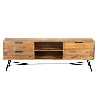Slanted Console Roomy Wooden Media Console with Slanted Metal Base - Bed Bath & Beyond ...