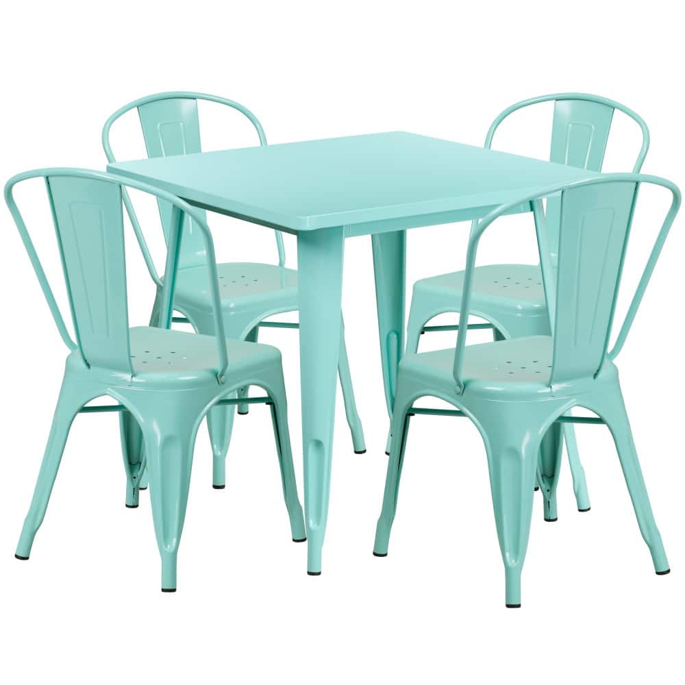 31.5-inch Square 5-piece Metal Indoor/ Outdoor Table and Chairs Set