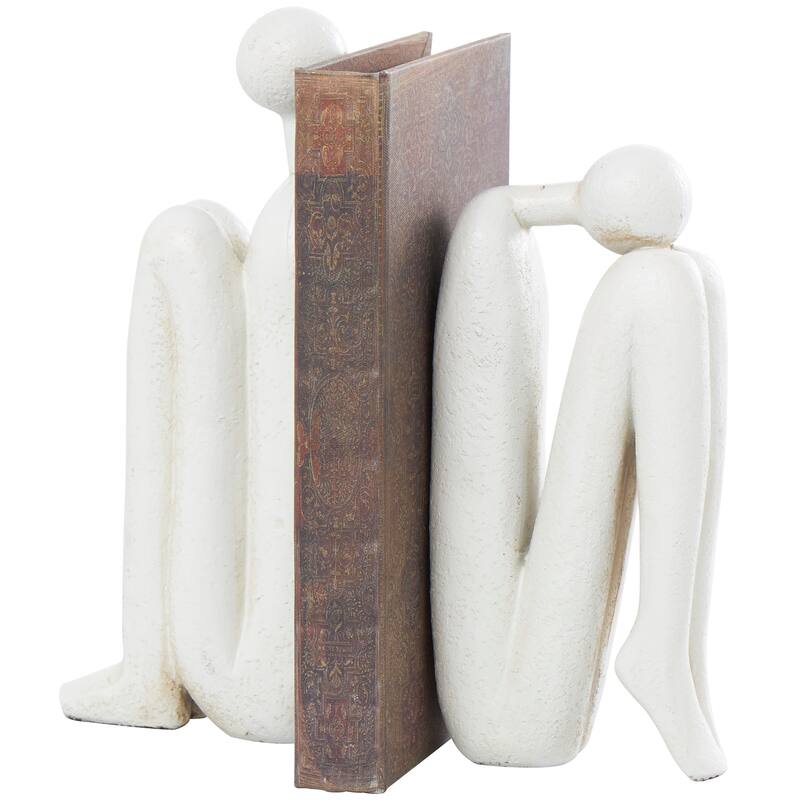 White Polystone People Decorative Bookends (Set of 2)