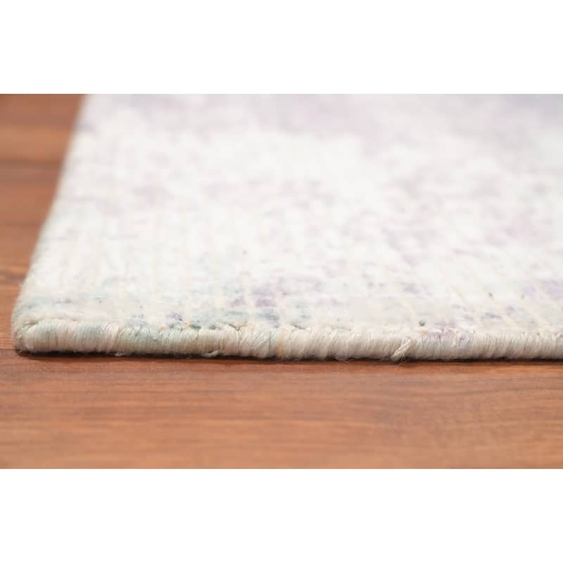 Hand Knotted Oriental Viscose Silk Carpet Modern Abstract Purples Abstract Area Rug - 4' 0'' X 2' 0''