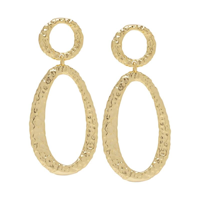 Victoria Townsend Yellow Gold Plated Oval Drop Stud Earrings - Yellow