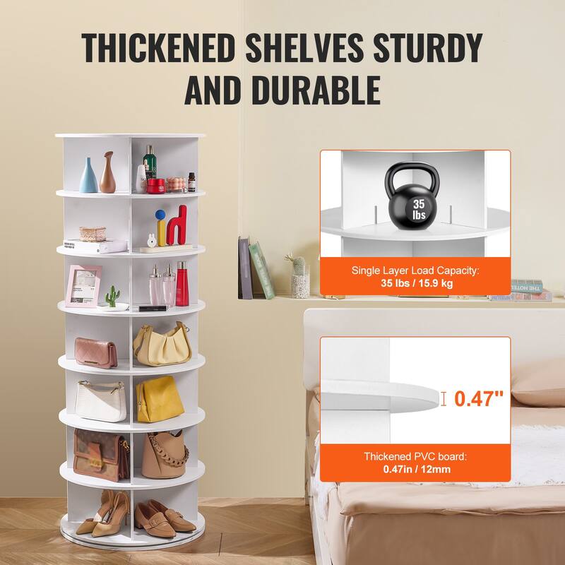 Rotating Shoe Rack Tower 360 Spinning Organizer for Closet or Entryway