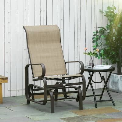 Outsunny Single Glider Patio Swing Rocking Chair with Breathable Mesh, Smooth Arms for Backyard, Garden, Lawn