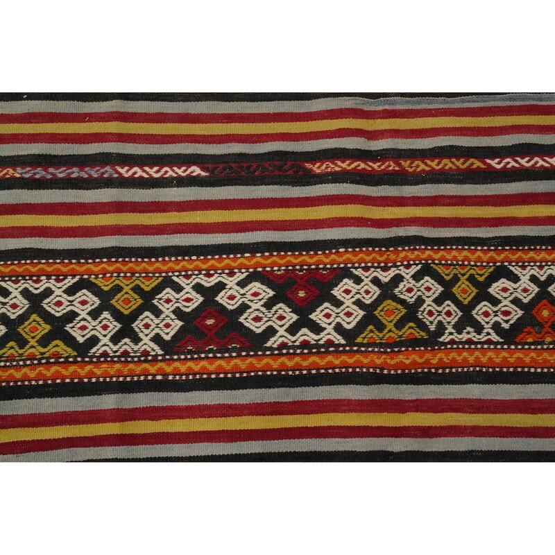 Hand Woven Oriental 100% Wool Carpet Southwestern Tribal Multi-Colored Kilim Area Rug - 9' 8'' X 4' 11''