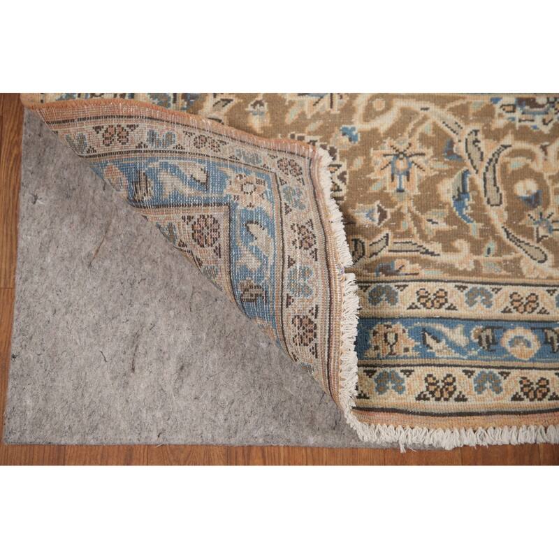 Hand Knotted Oriental 100% Wool Carpet Traditional Floral Pink Mashad Area Rug - 13' 2'' X 9' 9''