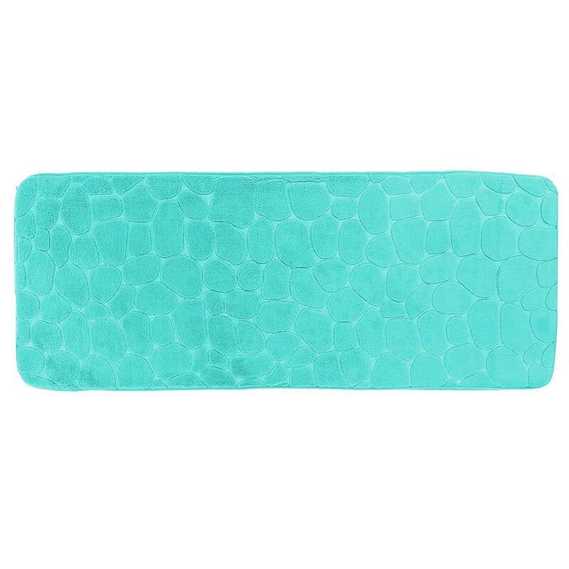 Memory Foam Runner Bath Mat Pebble Design 48x18 - Aqua Blue