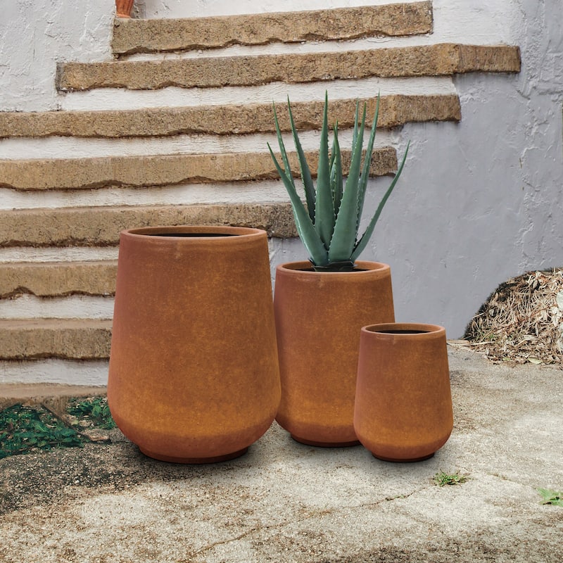 Kante 26.5", 20", 13.1"H Round Pure White Concrete Tall Planters (Set of 3), Outdoor/Indoor