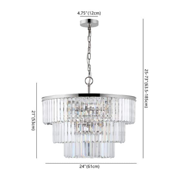 dimension image slide 0 of 5, SAFAVIEH Couture Karissa 24-Inch Crystal 10-Light Tier Chandelier - 24" W x 24" D x 21 / 69" H