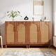 preview thumbnail 8 of 19, Set of 2 Rattan Sideboard, 59 Inch Buffet Cabinet with Doors, Accent Cabinet