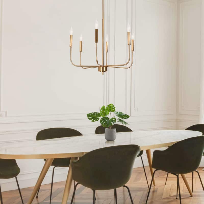 Modern Glam 6-Light Classic Candle Chandelier Gold Franch Country Wheel Dining Room Lighting