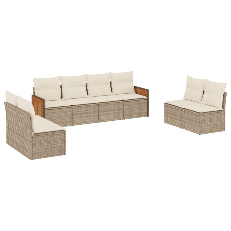 vidaXL Patio Sofa Set with Cushions Outdoor Conversation Furniture Poly Rattan