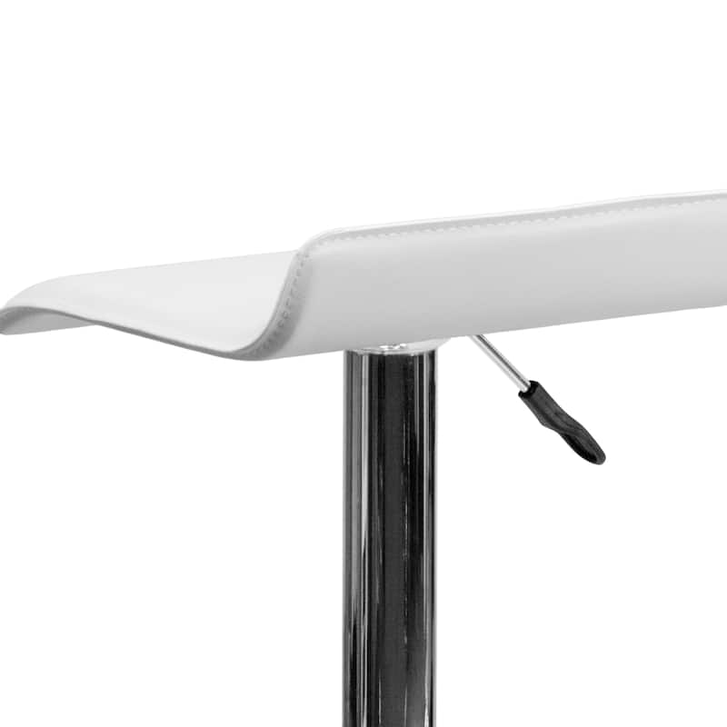 2 Pack Contemporary Vinyl Adjustable Height Barstool with Solid Wave Seat - 15"W x 15"D x 25.5" - 34"H