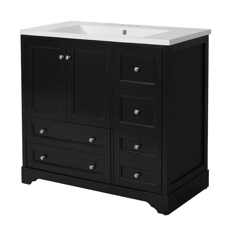 36 " Bathroom Vanity with Sink with 4 Drawers and Shelves
