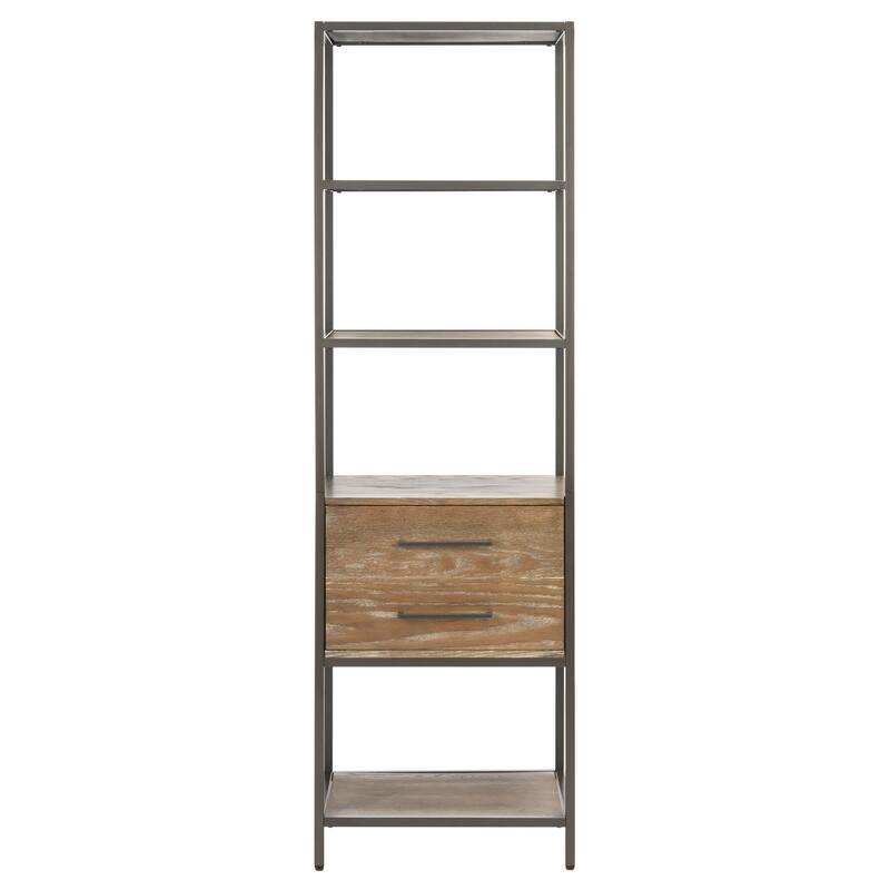 SAFAVIEH Orma 5-Shelf 1-Drawer Etagere Bookshelf - 22" W x 18" L x 72" H - 22Wx18Dx72H