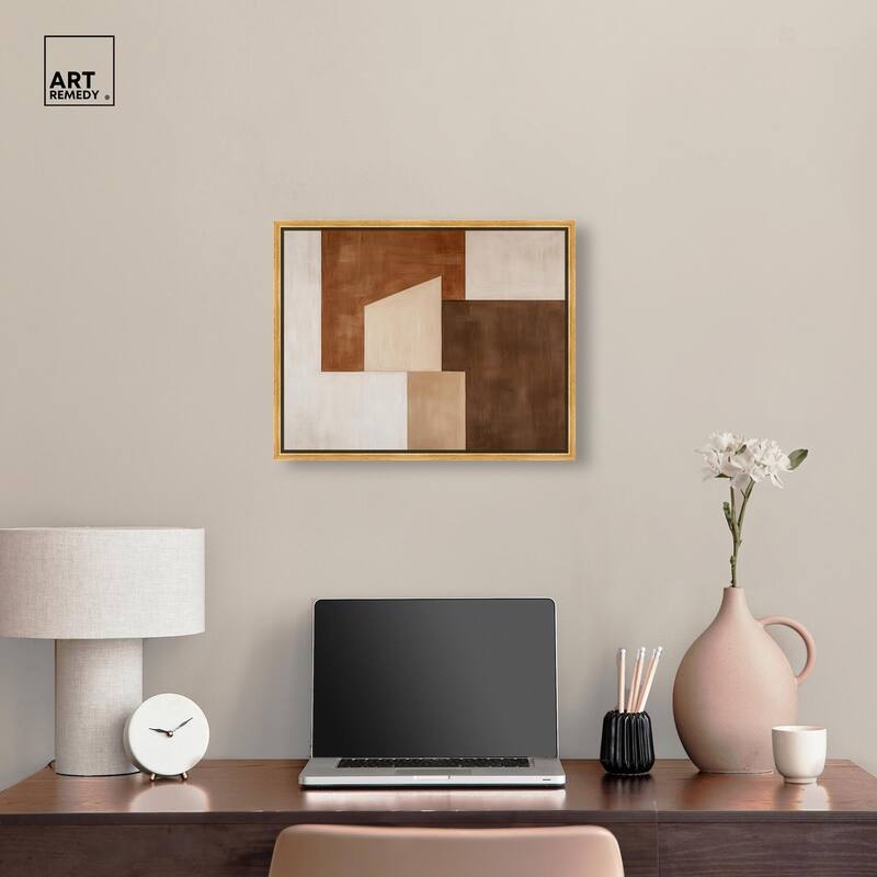 Cream and Brown Panels I Canvas by Art Remedy
