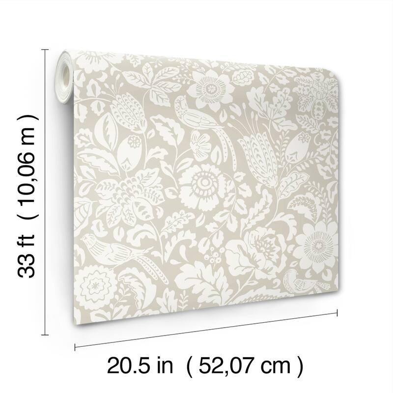A-Street Prints Marta Beige Floral Trail Wallpaper