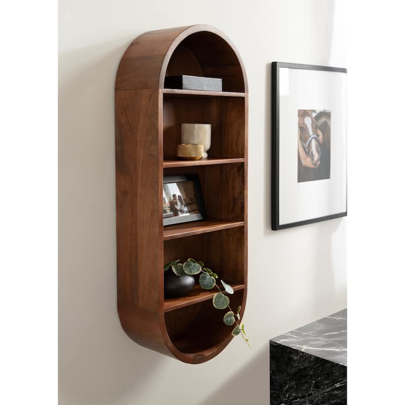 Kate and Laurel Hutton Wood Capsule Wall Shelf