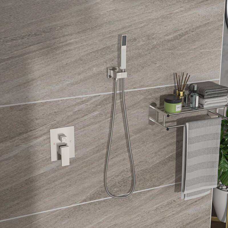 Ceiling Mount Shower System 16 Inch Shower Faucet Set with Handheld Shower Shower Faucet Kits with Pressure Balance Valve