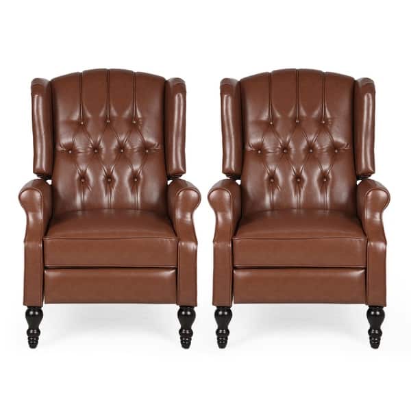 Christopher Knight Home Poltrona Reclinabile Elizabeth In Pelle Trapuntata, Colore Marrone, Design Elegante - 4