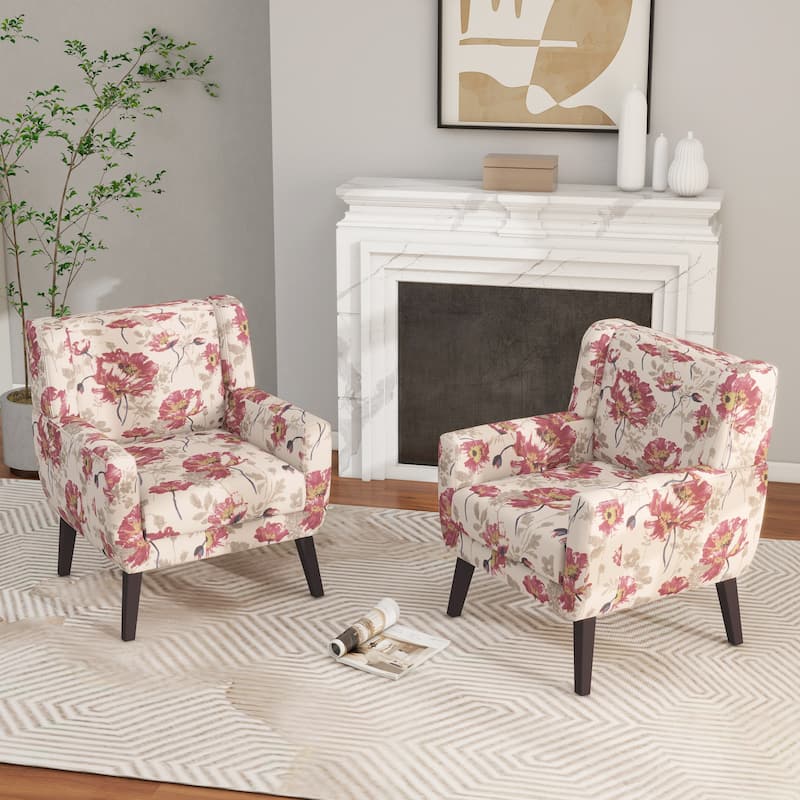 Modern Upholstered Faux Leather Tufted Armchair Linen Accent Chairs