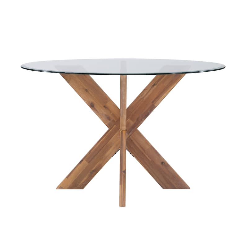 Allard X-base Round Glass Dining Table (Table Only)