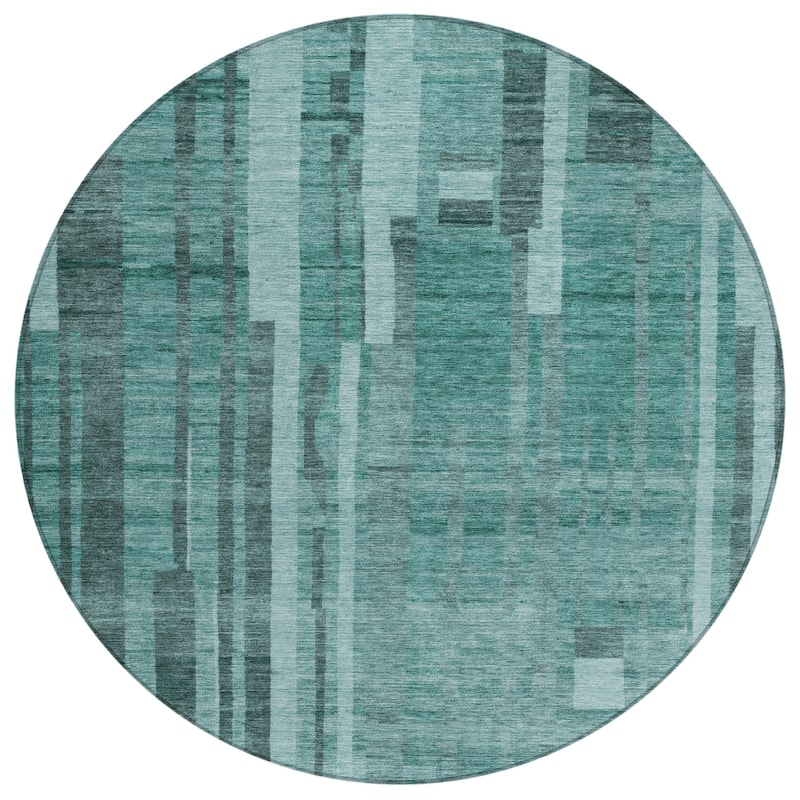 Machine Washable Indoor/ Outdoor Modern Stripes Chantille Rug