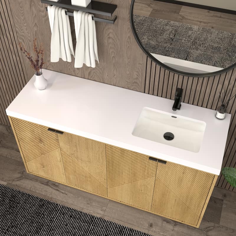 Milano 60" Freestanding Bathroom Vanity with Right White Sink