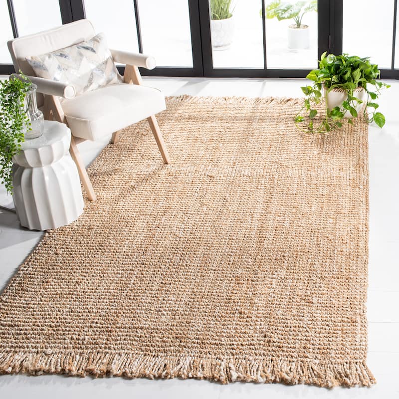 SAFAVIEH Handmade Natural Fiber Månika Jute Fringe Rug - 4' x 6' - Natural/Beige