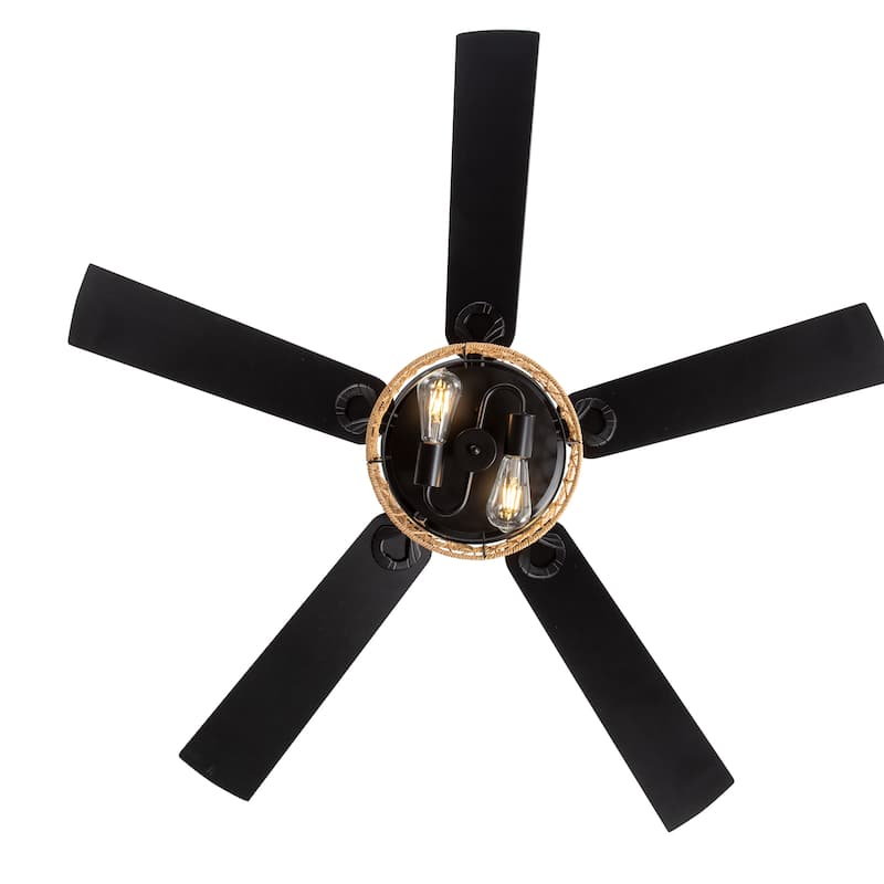 52" Reversible 5-Blade Farmhouse Caged Ceiling Fan with Light and Remote