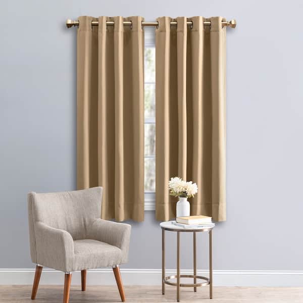 slide 2 of 32, Ultimate Blackout 45-inch Short Length Grommet Curtain Panel 56"w x 45"l - Sand