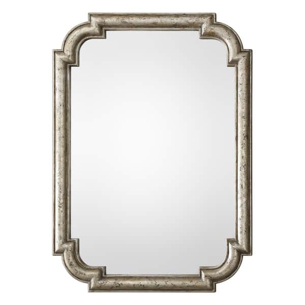 slide 2 of 4, Uttermost Calanna Distressed Traditional Wall Mirror by David Frisch Distressed Silver Leaf