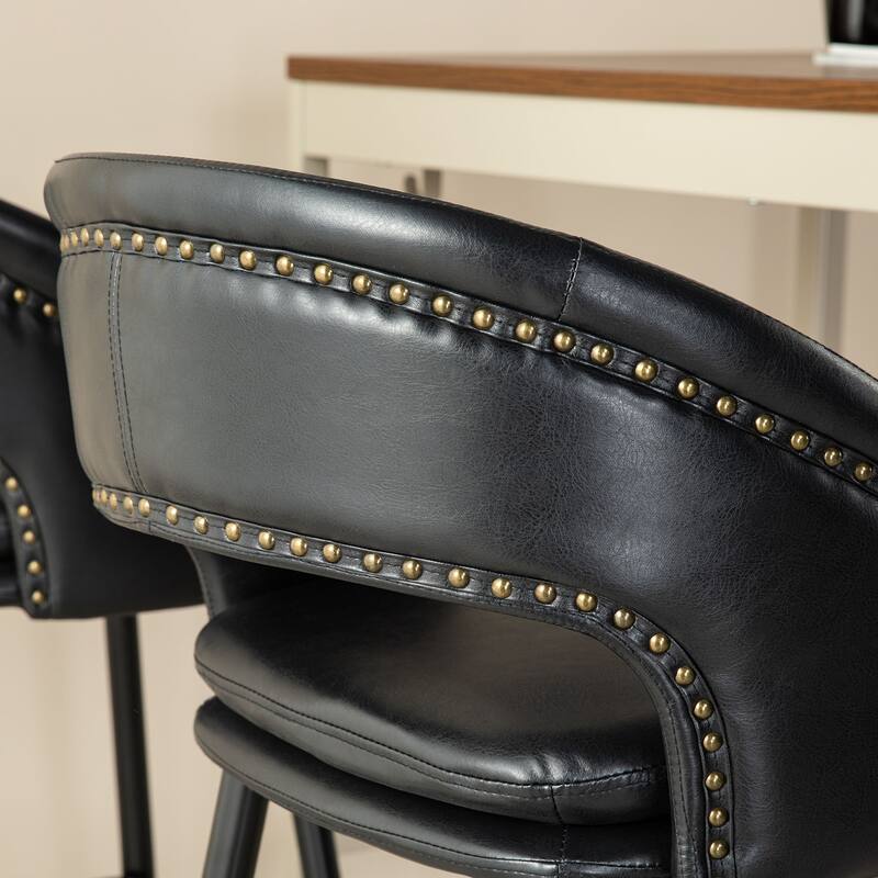 Glitzhome Set of 4 PU Leather Upholstered Swivel Counter or Bar Stools Pub/ Bar Chairs