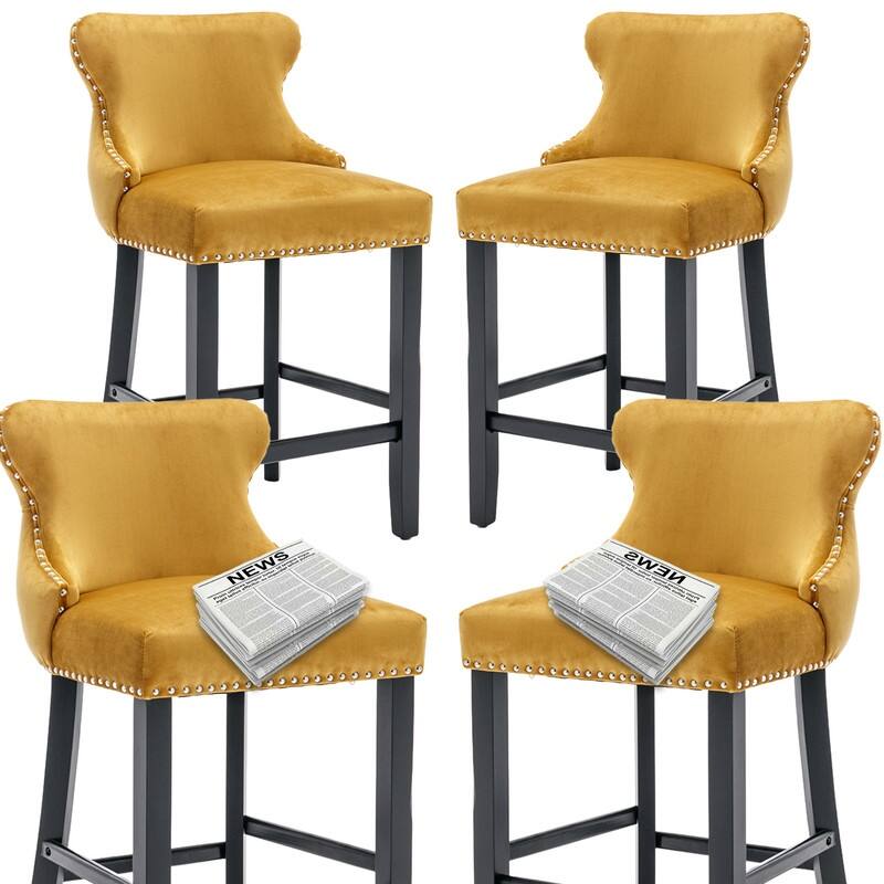 Upholstered Wing Back Bar Stools (Set of 6)