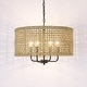 preview thumbnail 11 of 9, 4-Light Bohemian Hand Woven Drum Chandelier - Straw - 20 in. W