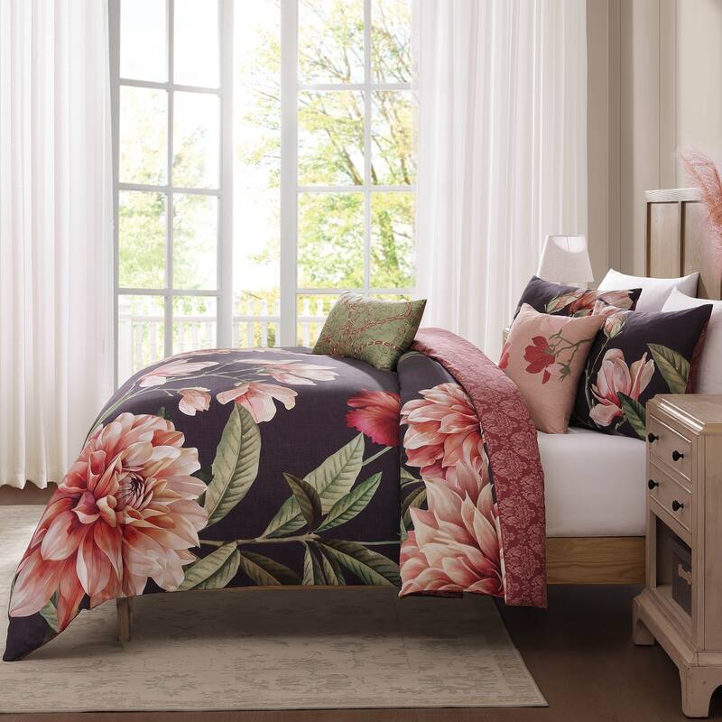 Bebejan Blush Serenade 100% Cotton Sateen 5 Piece Reversible Comforter Set