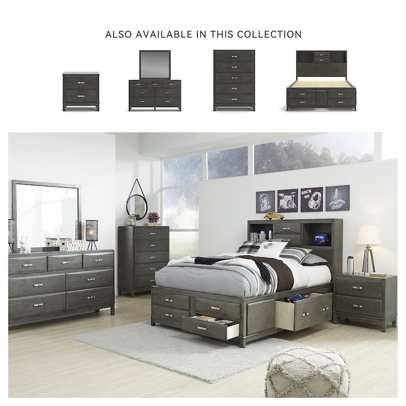 Caitbrook Two Drawer Night Stand - Contemporary Style - Gray
