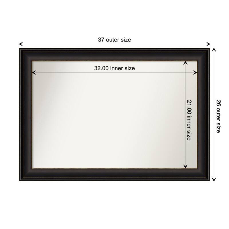 Trio Oil Rubbed Bronze Framed Non-Beveled Custom Wall Mirror, Bathroom Vanity Mirror - Outer Size: 36.5 x 25.5