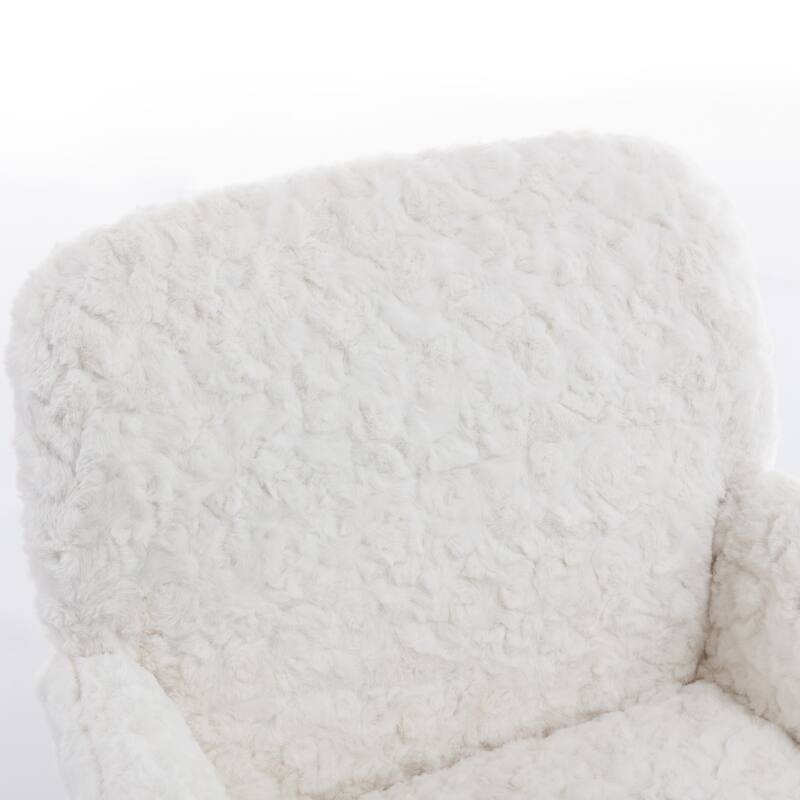 Artificial rabbit hair Swivel Home Office Chair with Golden Metal Base Adjustable Desk Chair