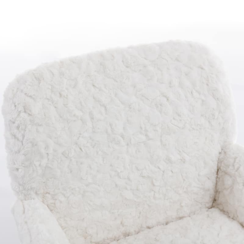 Swivel Office Chair,Artificial rabbit hair Home Adjustable Desk Chair with Golden Metal Base