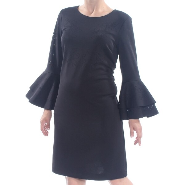 women's black bell sleeve dress
